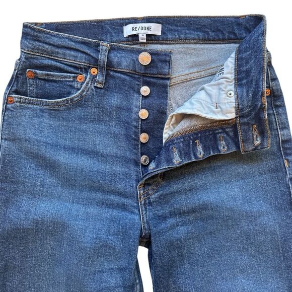 Re/Done 70s High-Rise Stove Pipe Comfort Stretch Raw Hem Denim Jeans Size 26 - Picture 7 of 15